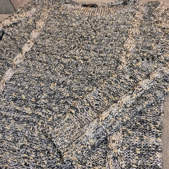 Miss Kelly 1999 Knit Sequin Boho Shiny Sweater Size Small Metallic - Picture 3 of 5